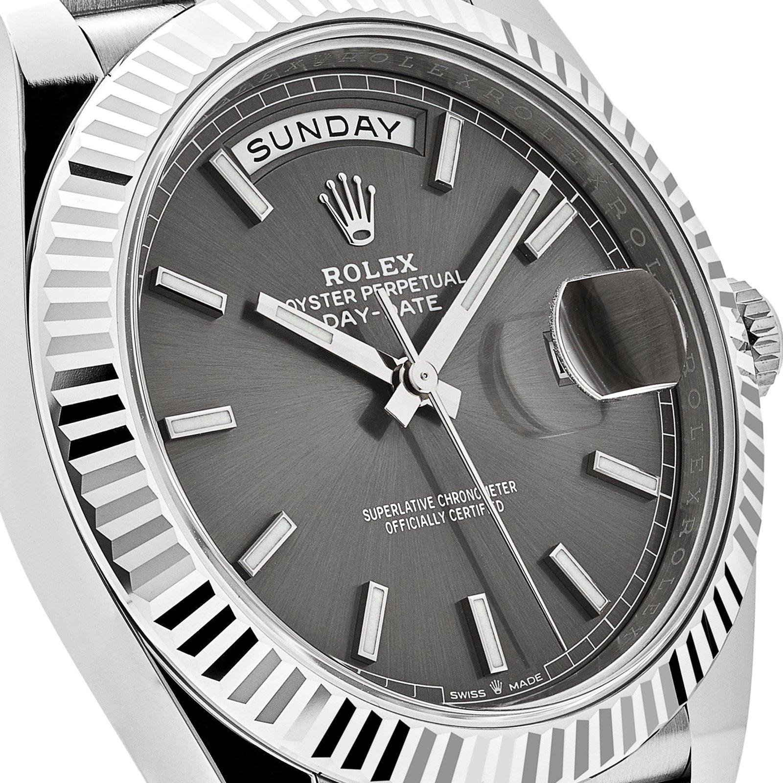 R01ex Day-Date 40 228239 White Gold Slate Rhodium Grey Dial (2024)