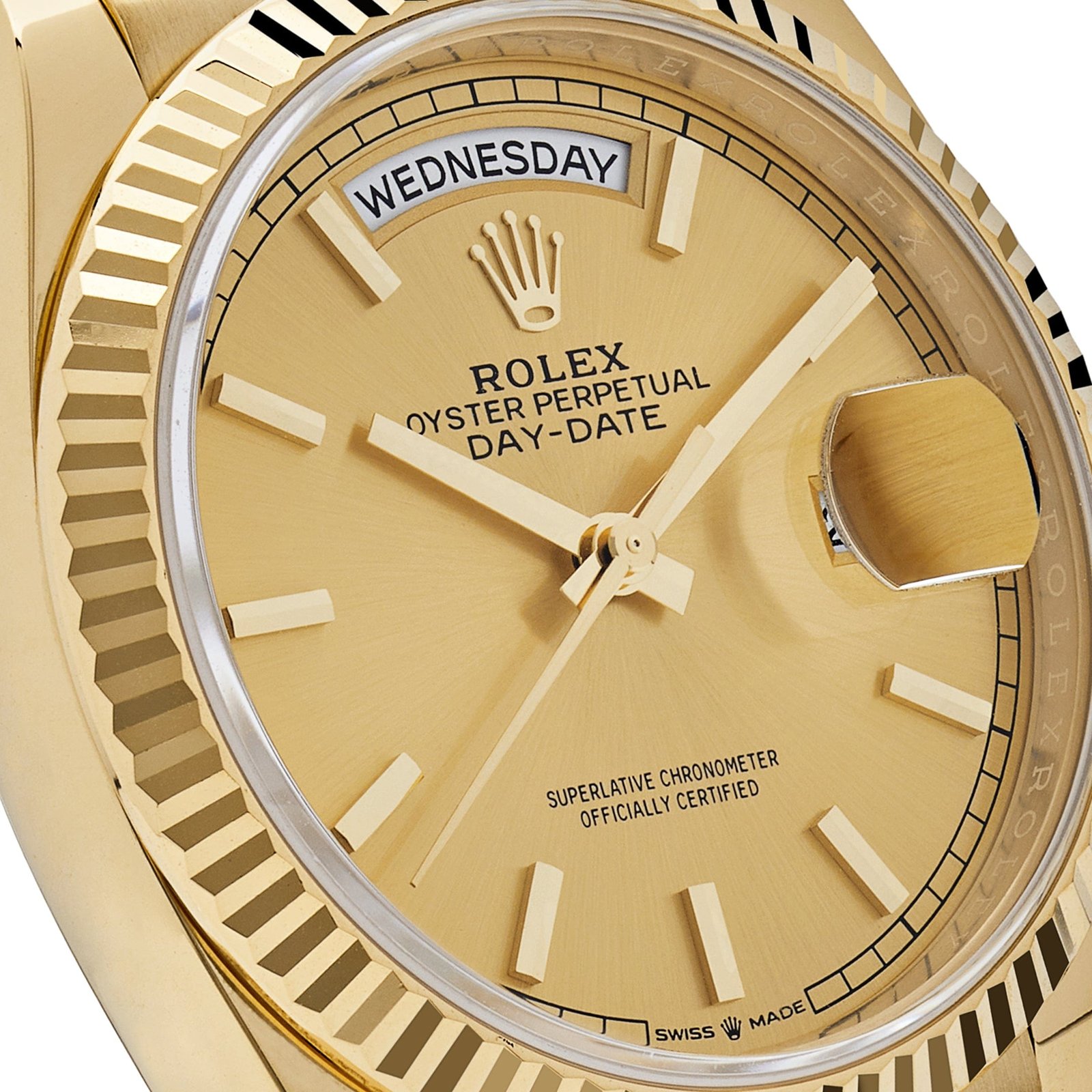 R01ex Day-Date 36 128238 Yellow Gold Champagne Dial