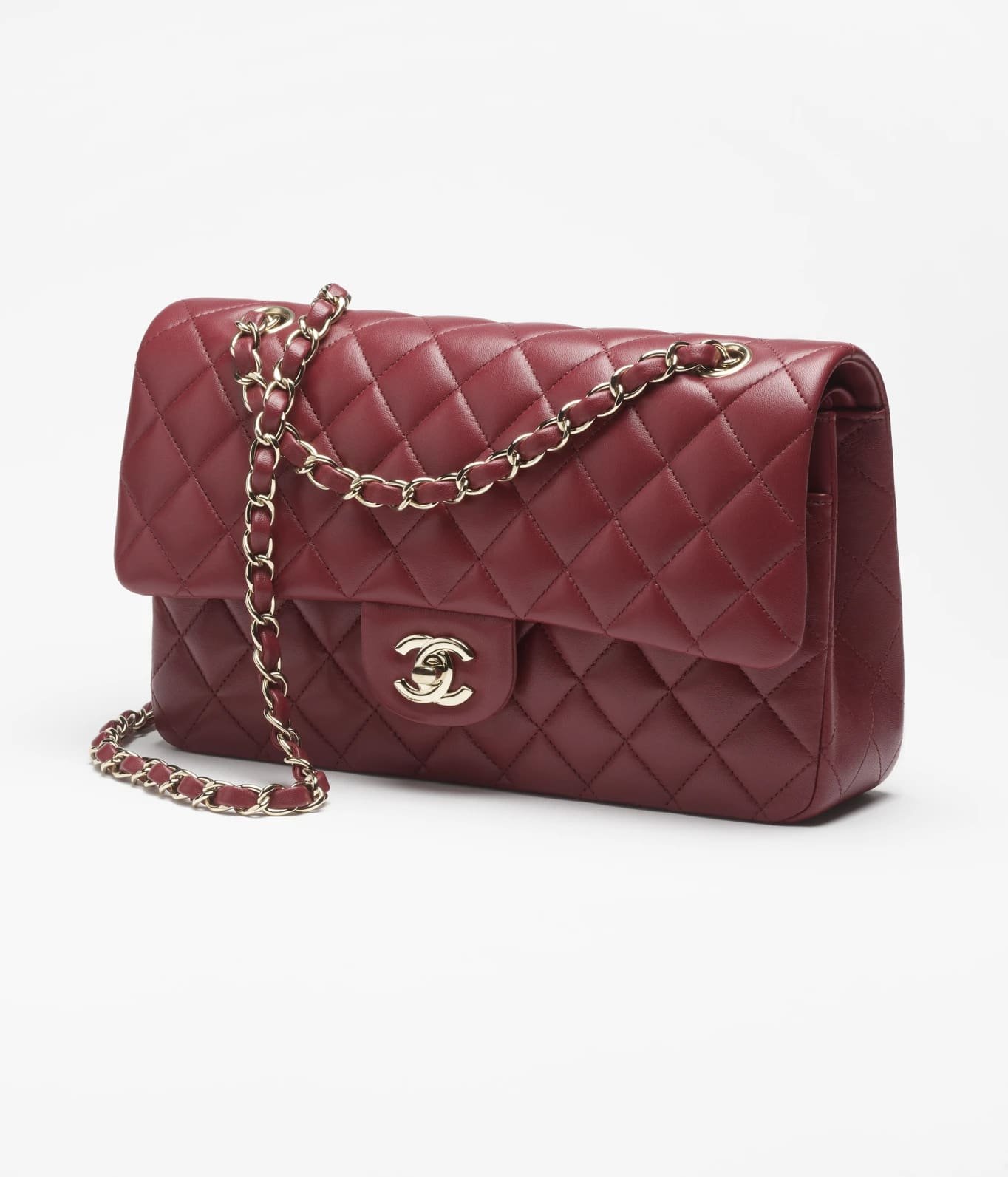 Ch**el Lambskin & Gold-Tone Metal Wine red