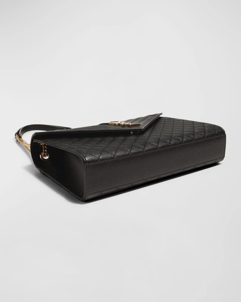 Sa1nt Lau*nt Envelope Triquilt Large Y51 Shoulder Bag in Grained Leather