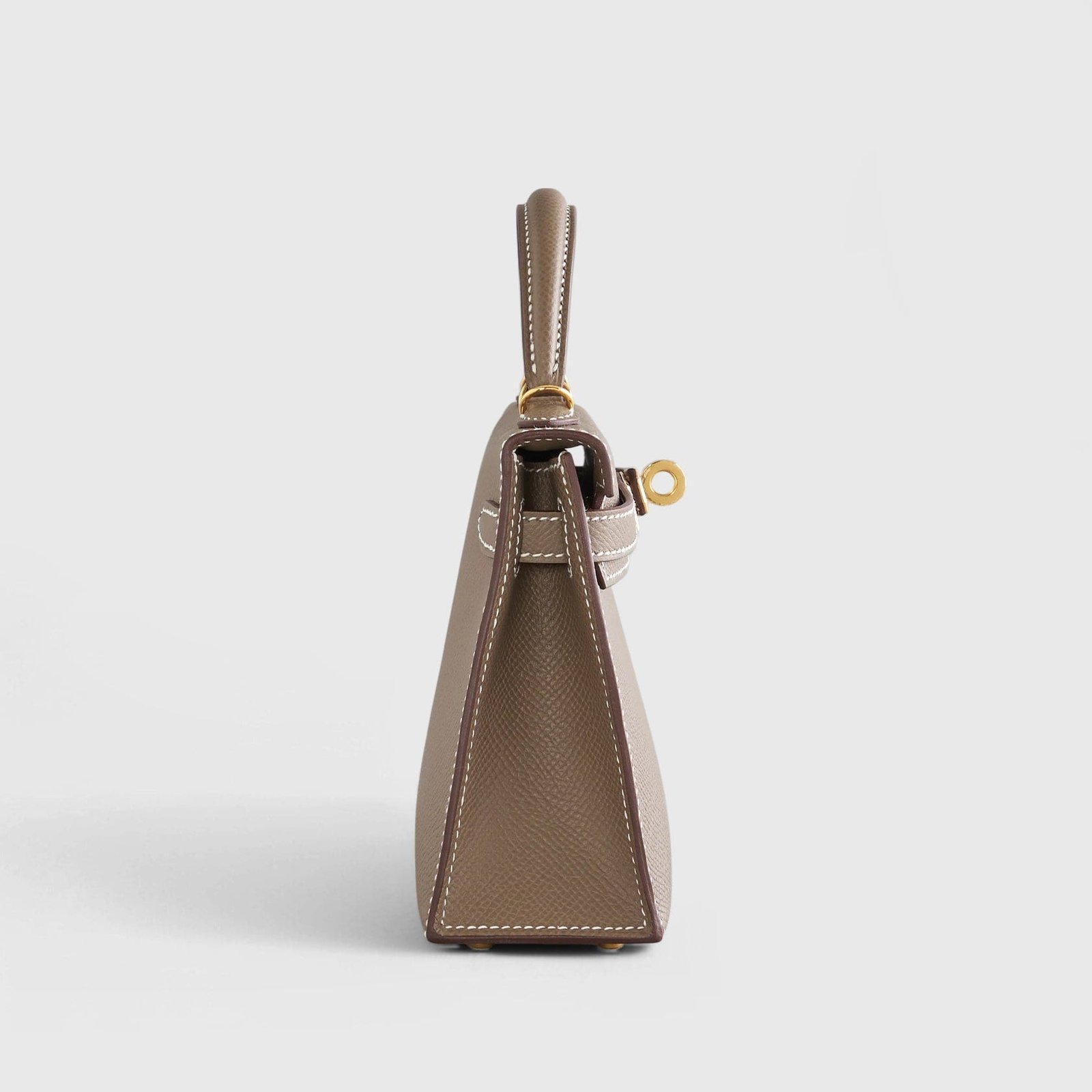 H**me5 Kelly Mini Epsom Sellier Etoupe Gold Hardware