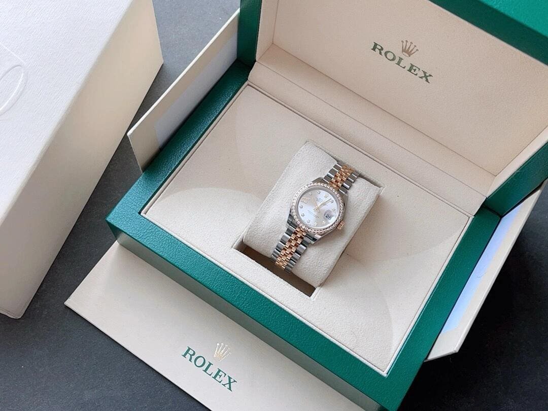 R01ex Lady-Datejust Silver D1am0nd Dial, D1am0nd Bezel, Steel & Gold, 279383RBR