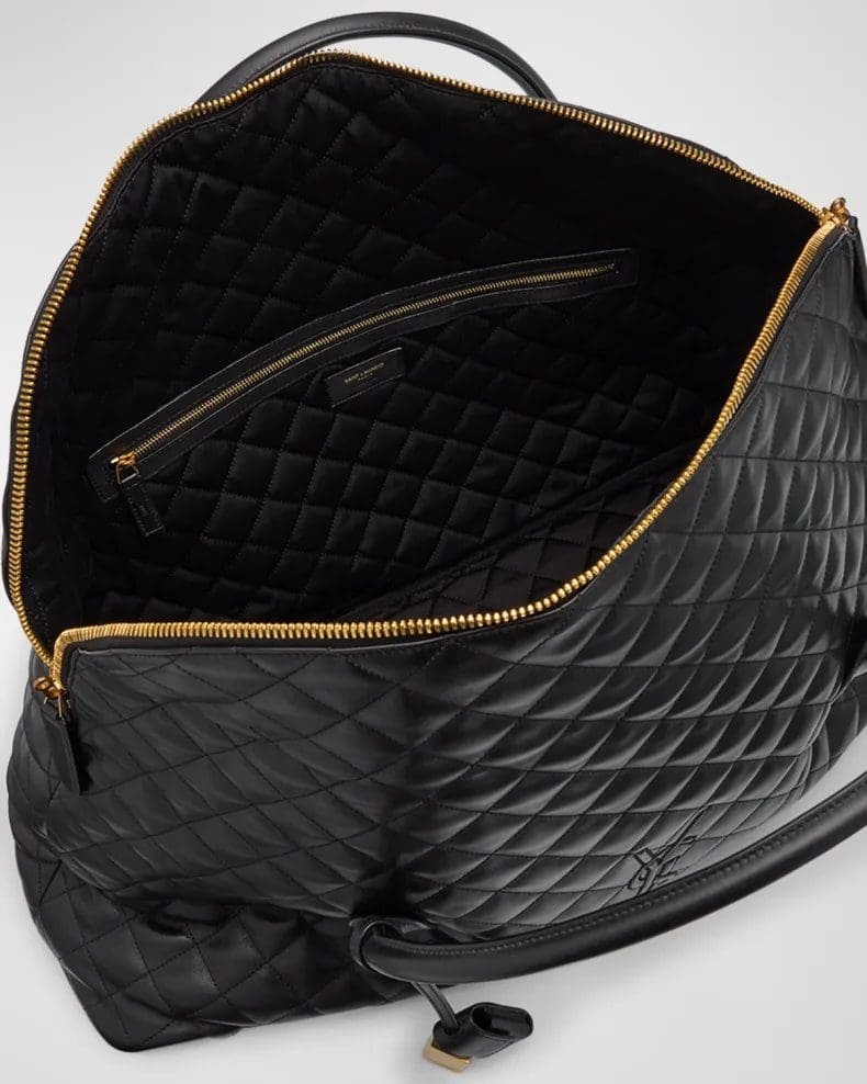 Sa1nt Lau*nt ES Giant Travel Bag in Smooth Quilted Leather with Gold Hardware