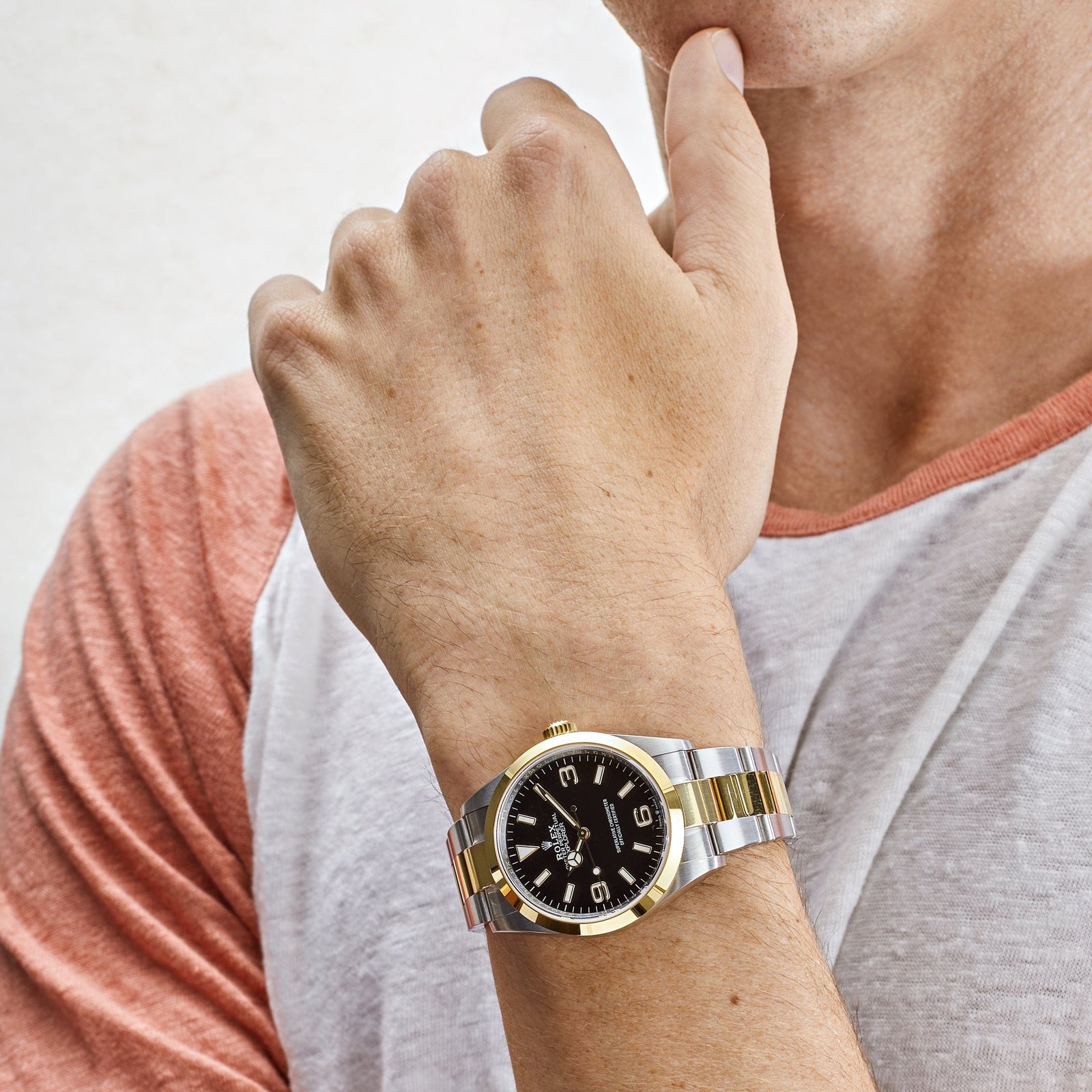 R01ex Explorer 124273 Yellow Gold Stainless Steel Black Dial