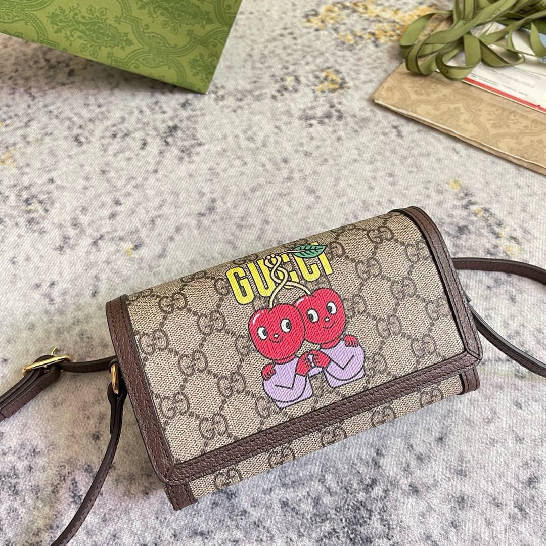 Gvc*1 Cherry Print Mini Bag In Beige
