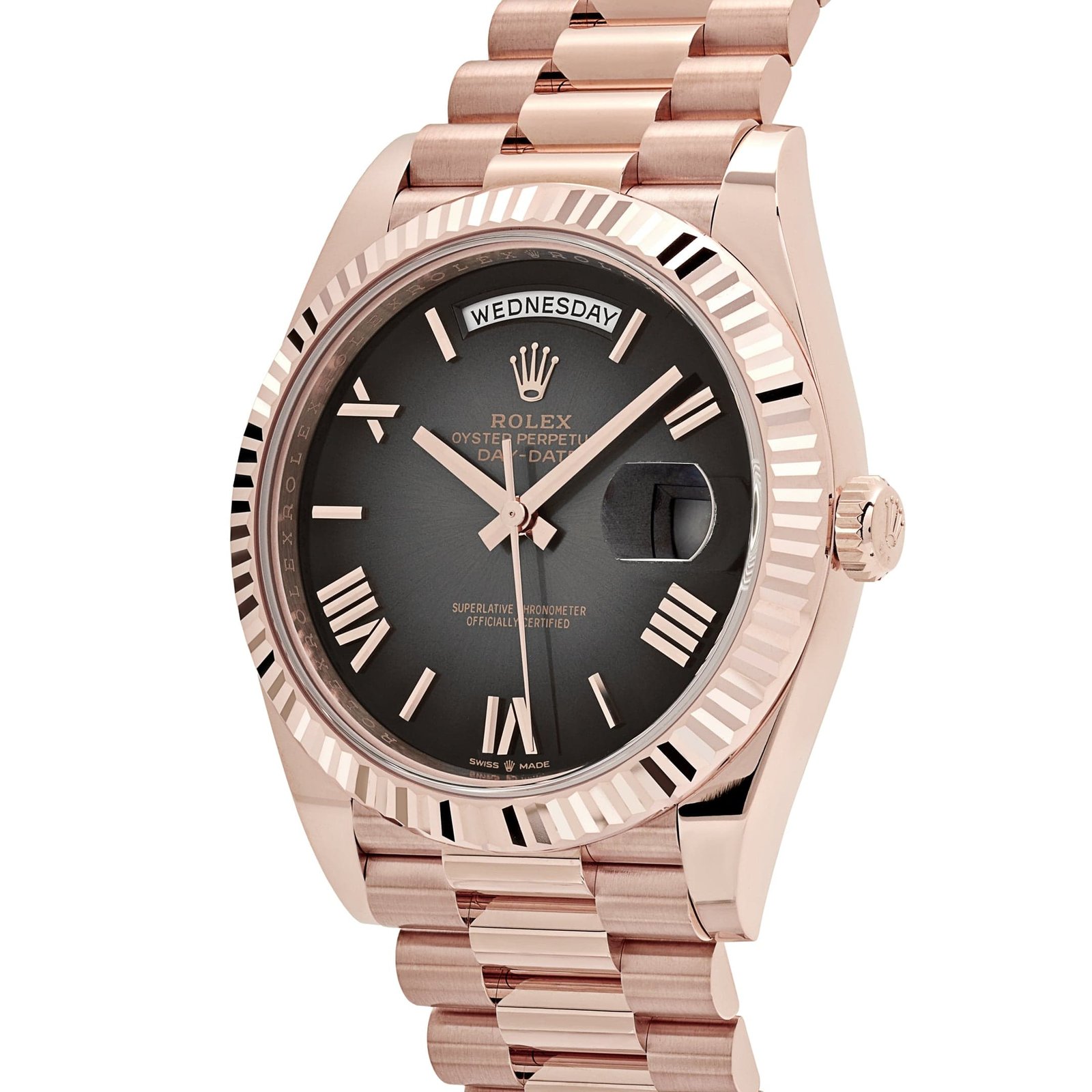 R01ex Day-Date 40 228235 Rose Gold Slate Ombre Dial