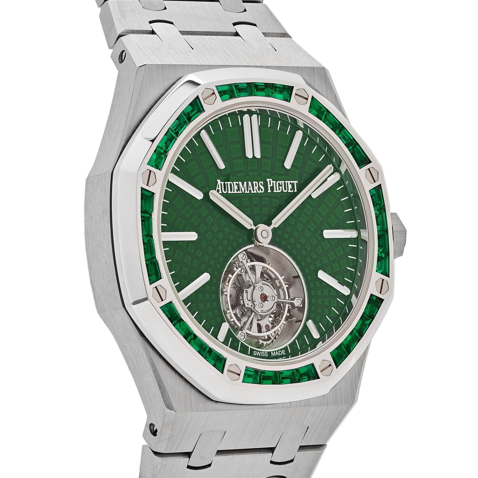 Audemars P1g*et Royal Oak 26532IC.EE.1220TI.01 Selfwinding Flying Tourbillon Titanium White Gold Emerald Bezel Limited Edition (2024)