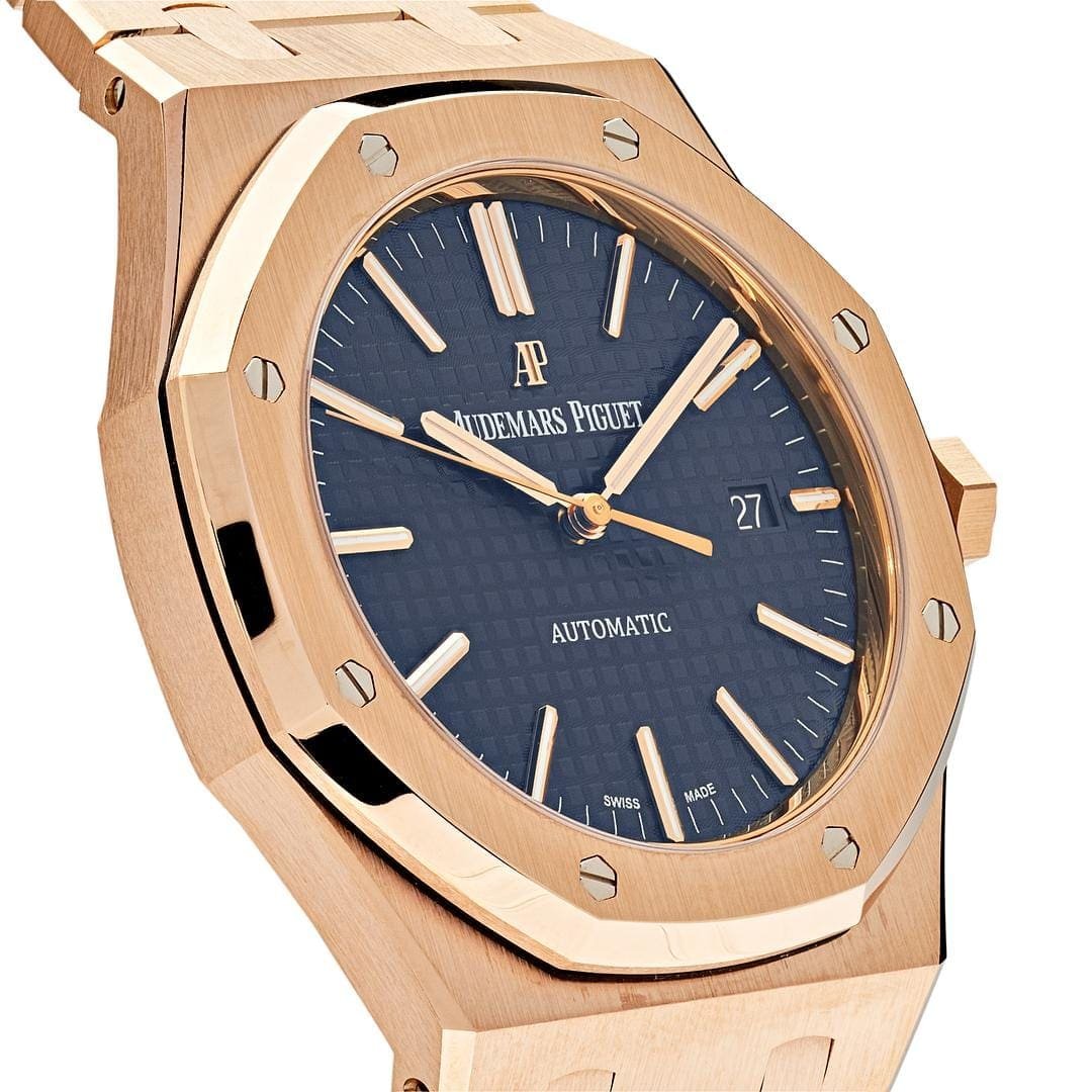 Audemars P1g*et Royal Oak Selfwinding Rose Gold Blue Dial 15400OR.OO.1220OR.03