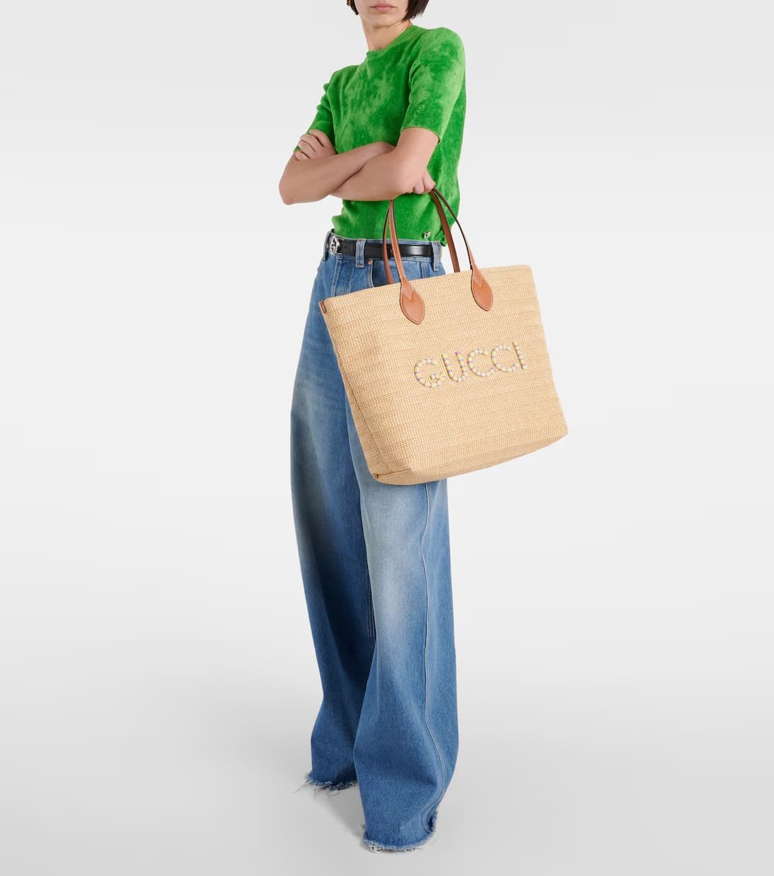 Gvc*1 Medium logo raffia-effect tote bag