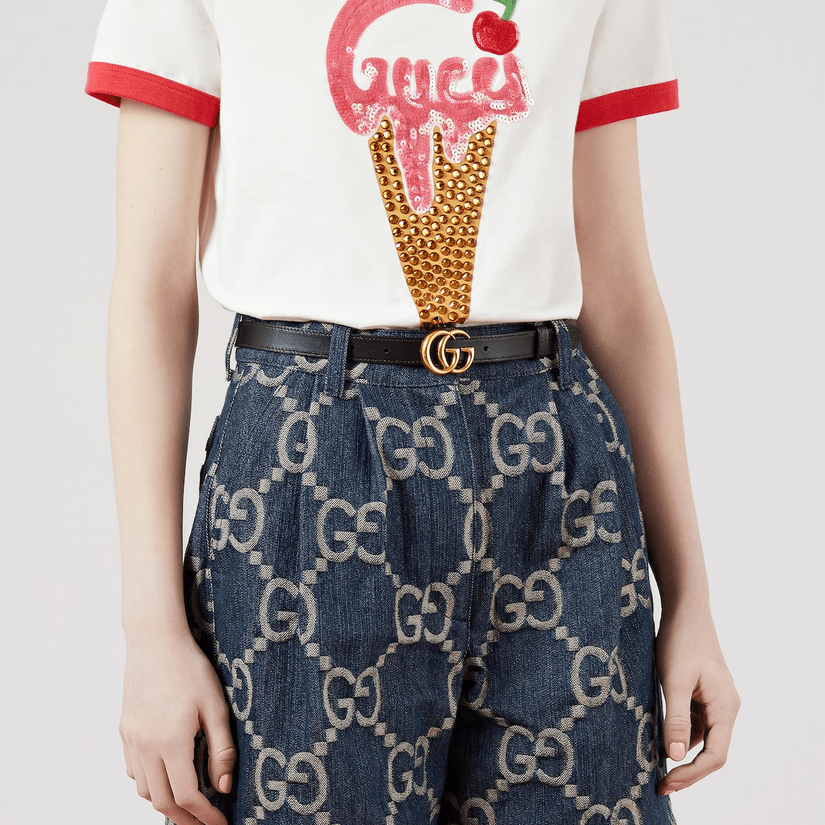 Gvc*1 Reversible GG Marmont thin belt