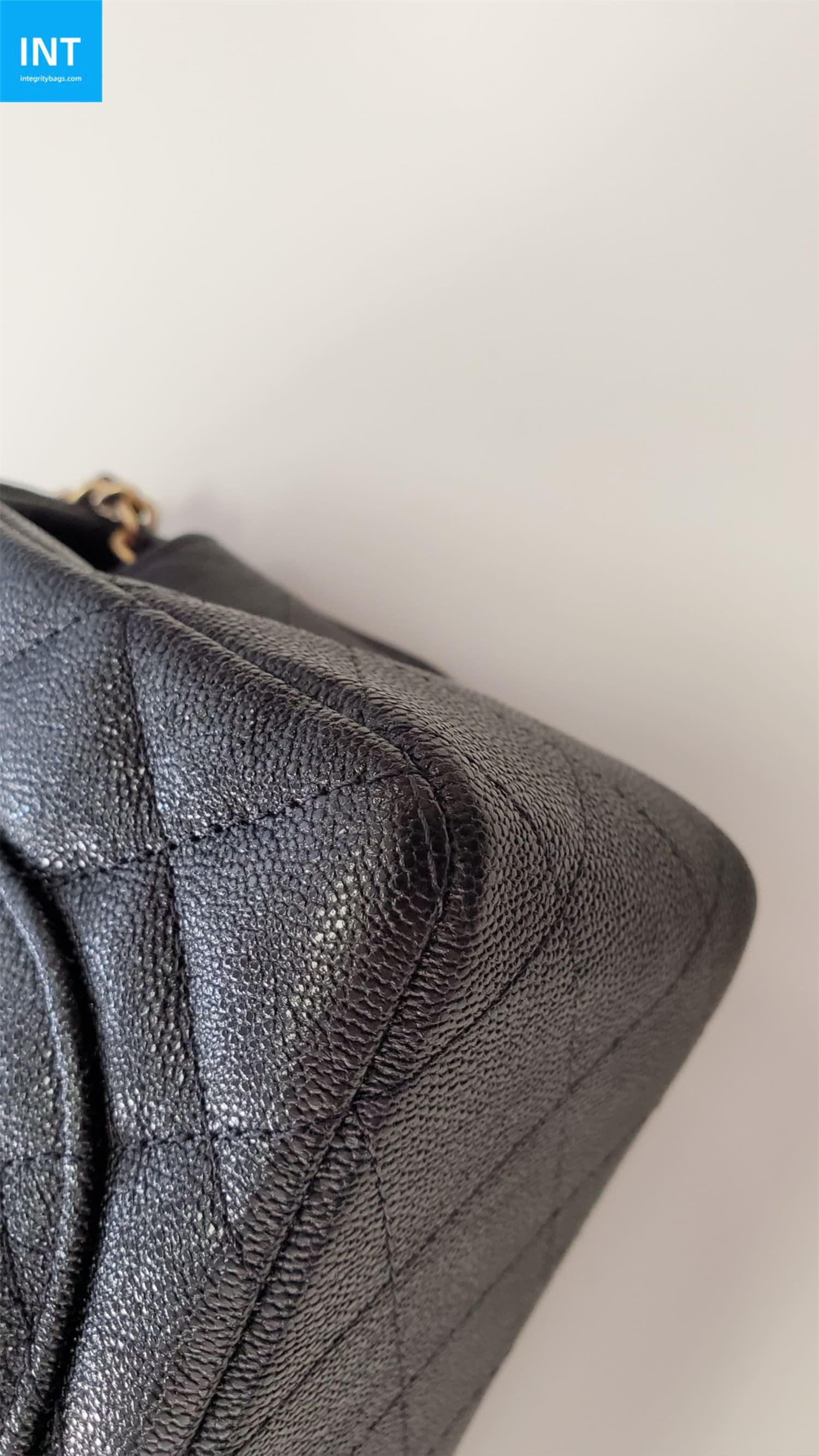 Ch**el Top Handle Mini Rectangular, Black Caviar with Matte Gold Hardware