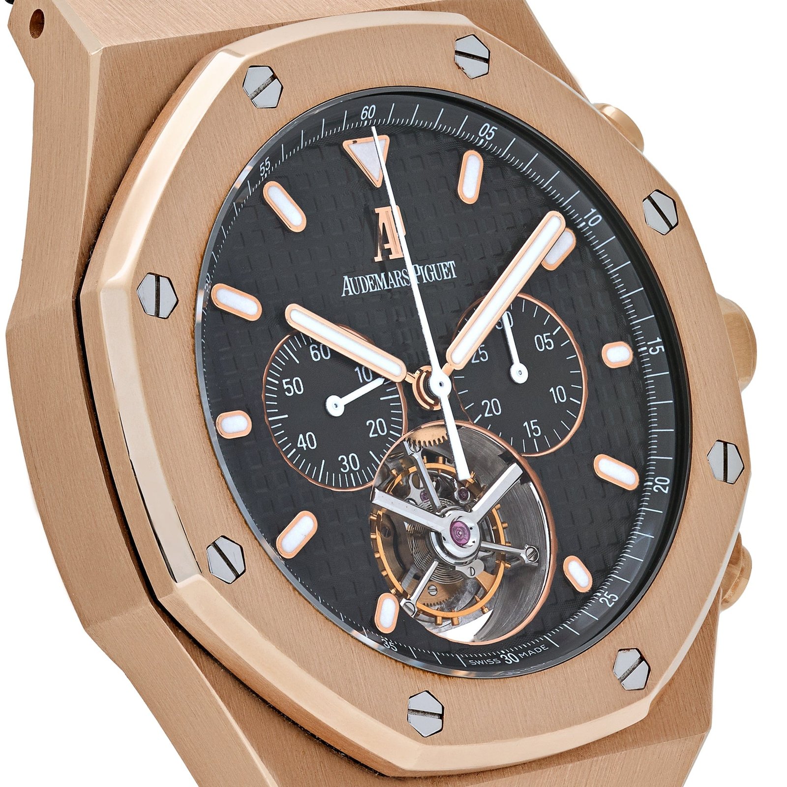 Audemars P1g*et Royal Oak 25977OR.OO.D002CR.01 Chronograph Tourbillon Rose Gold Black Dial
