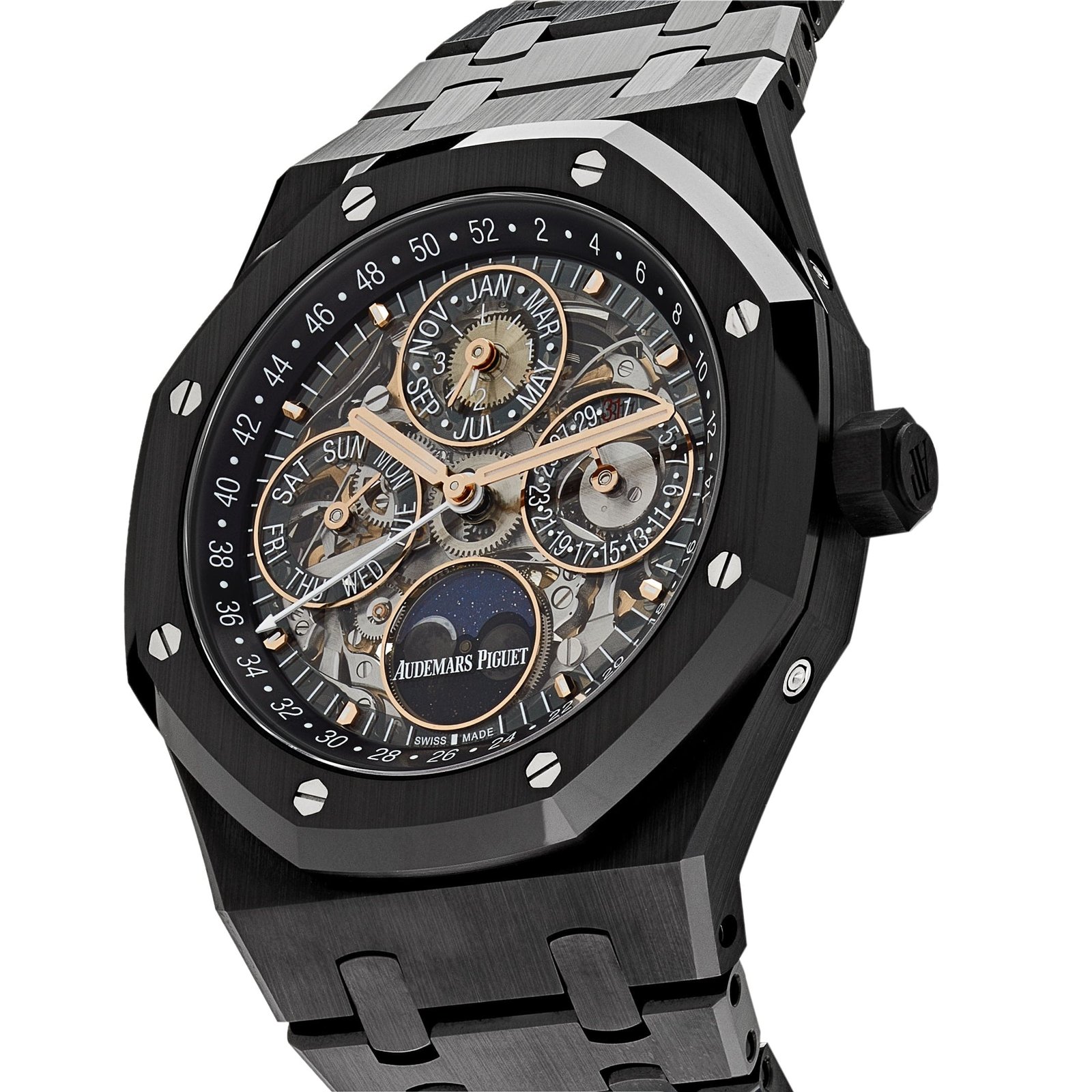 Audemars P1g*et Royal Oak Perpetual Calendar 26585CE.OO.1225CE.01 Black Ceramic Openworked