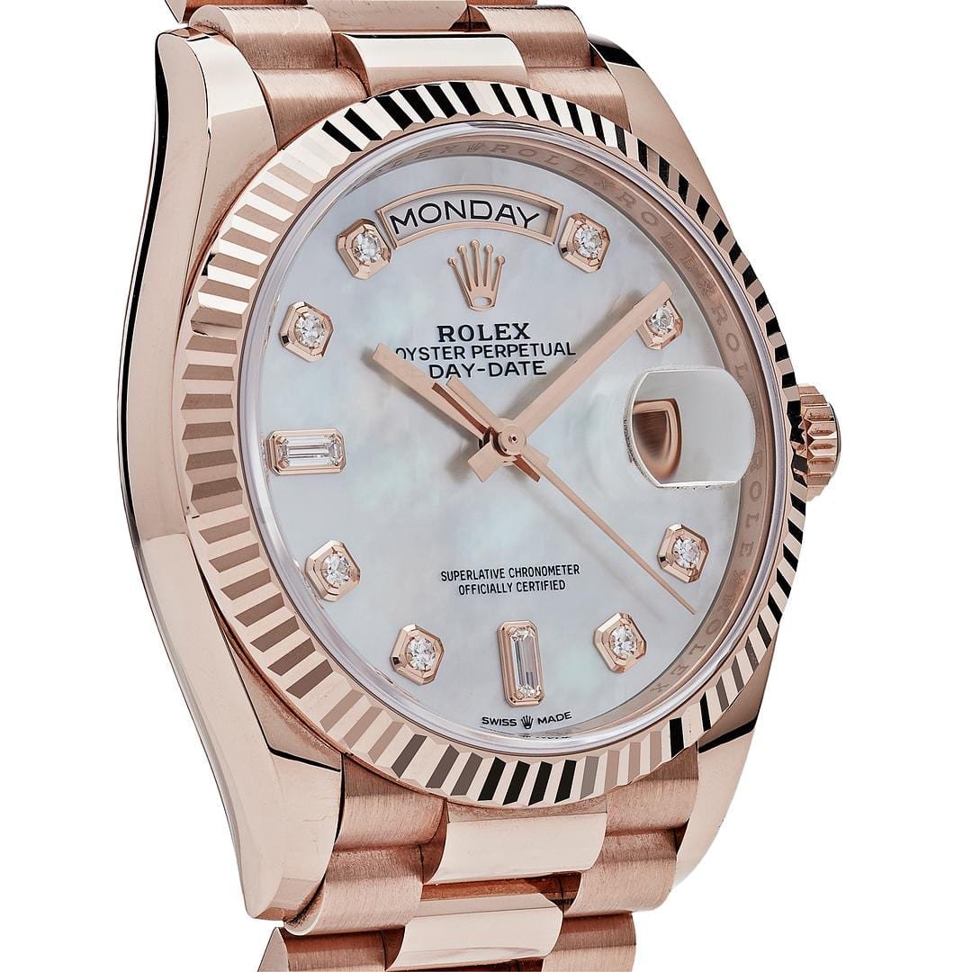 R01ex Day-Date 36 128235 Rose Gold Mother of Pearl D1am0nd Dial