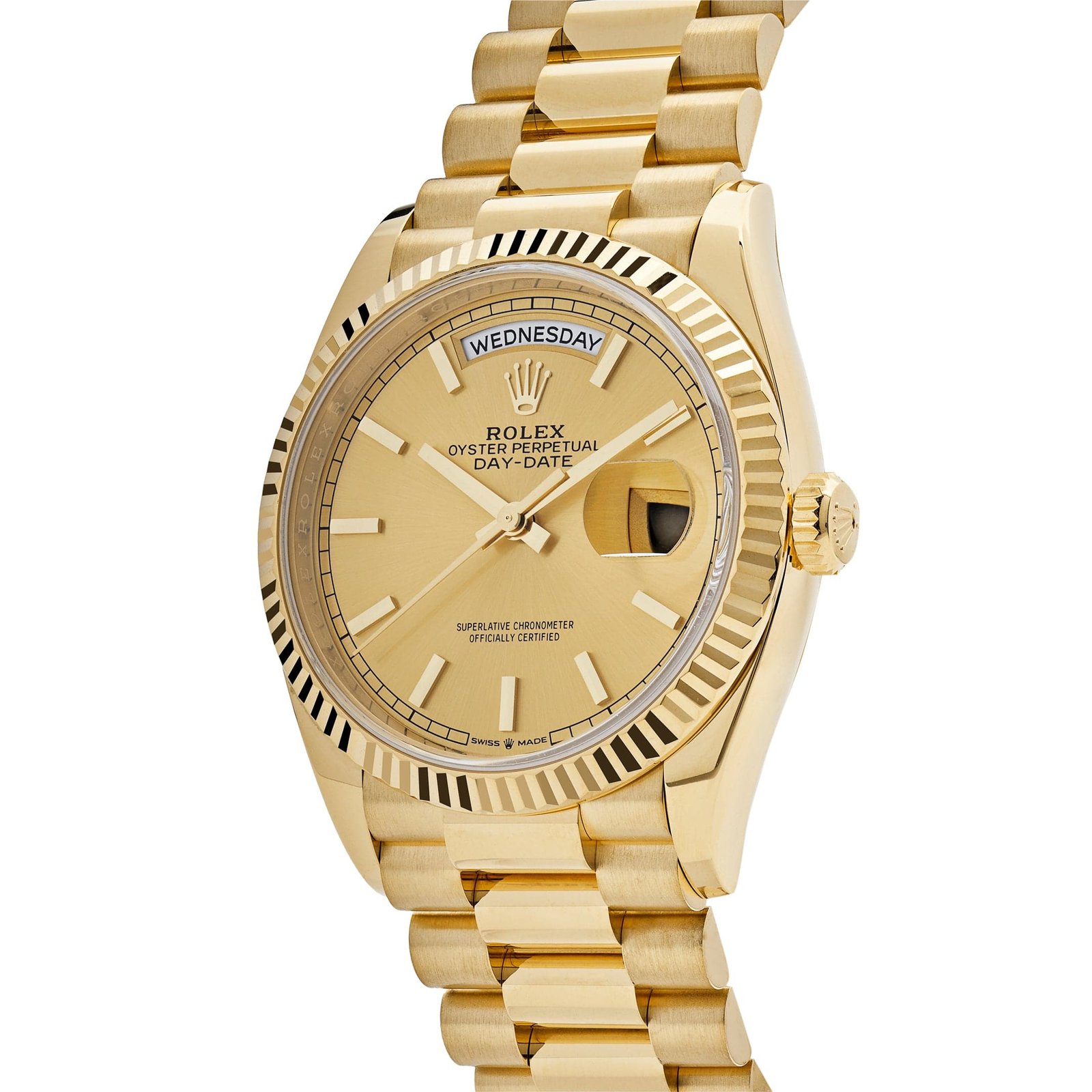 R01ex Day-Date 36 128238 Yellow Gold Champagne Dial