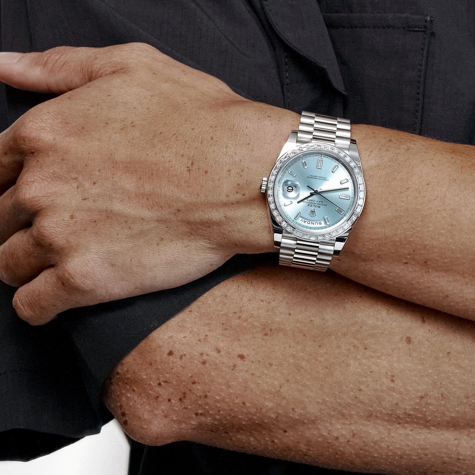 R01ex Day-Date 40 228396TBR Platinum D1am0nd Bezel Ice Blue D1am0nd Dial (2023)