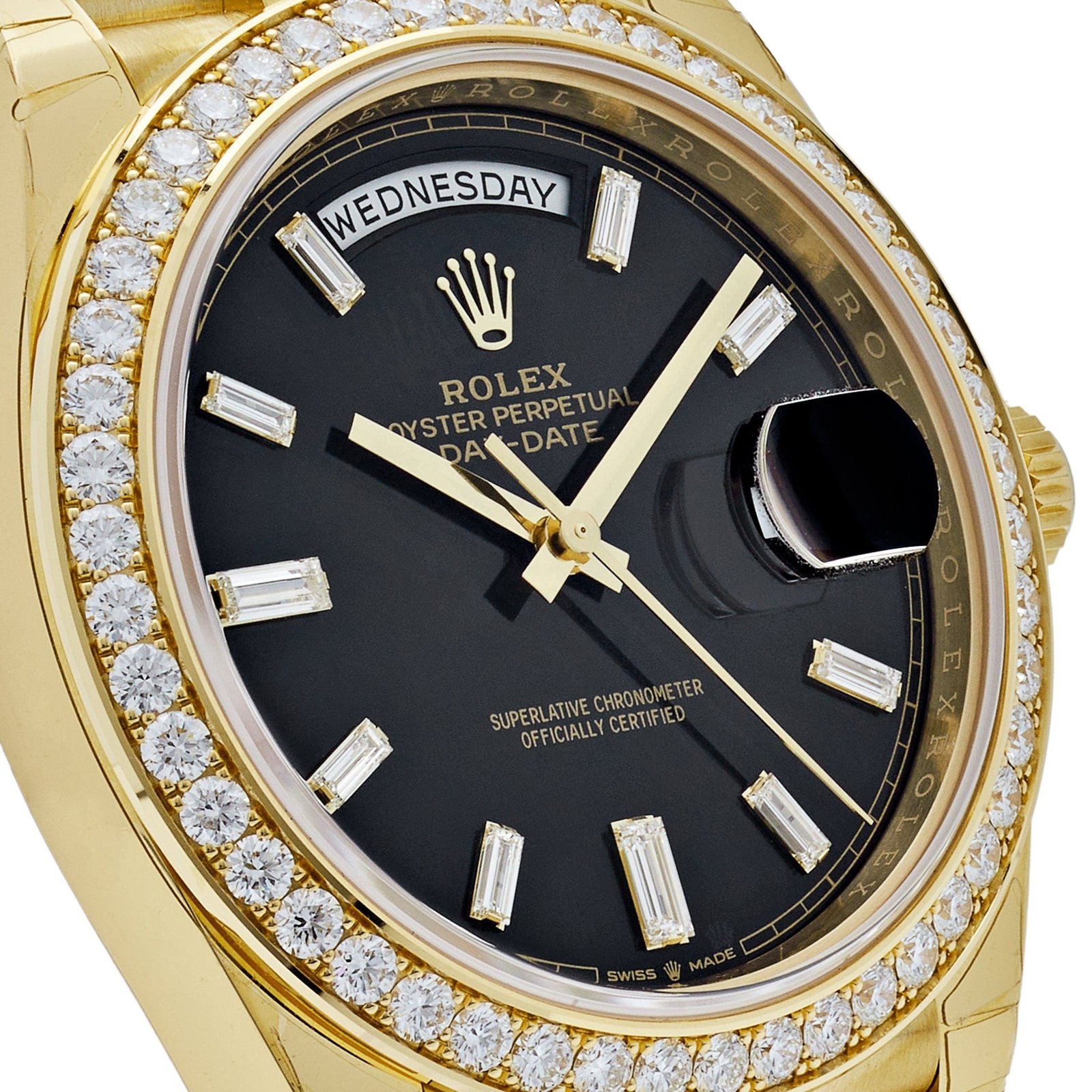 R01ex Day-Date 40 228348RBR Yellow Gold Black D1am0nd Dial D1am0nd Bezel