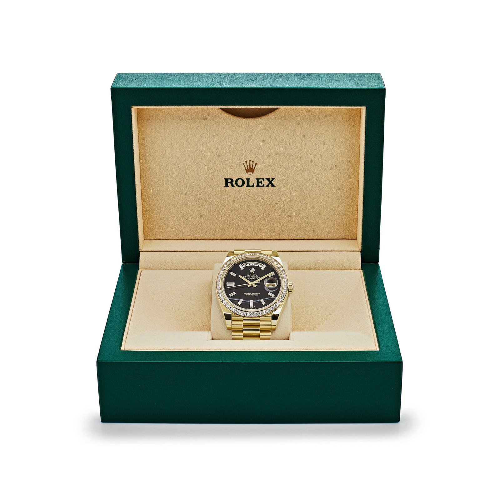 R01ex Day-Date 40 228348RBR Yellow Gold D1am0nd Bezel Black Onyx Dial (2025)