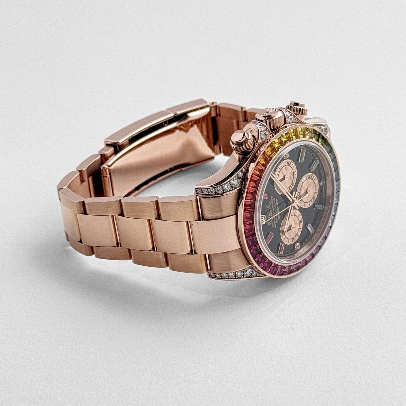 R01ex Daytona 116595RBOW ‘Rainbow’ Rose Gold Black Dial Sapphire Bezel (2022)