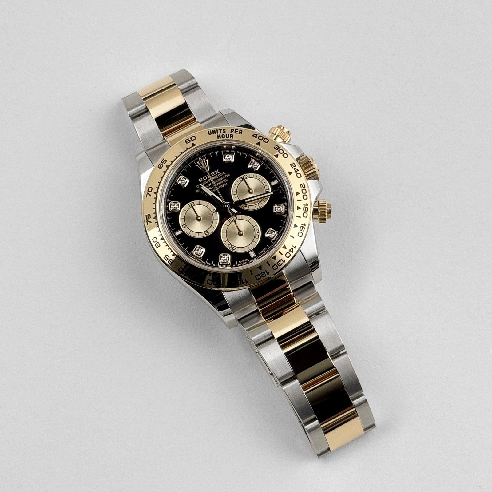 R01ex Daytona 126503 Stainless Steel Yellow Gold Black D1am0nd Dial (2024)