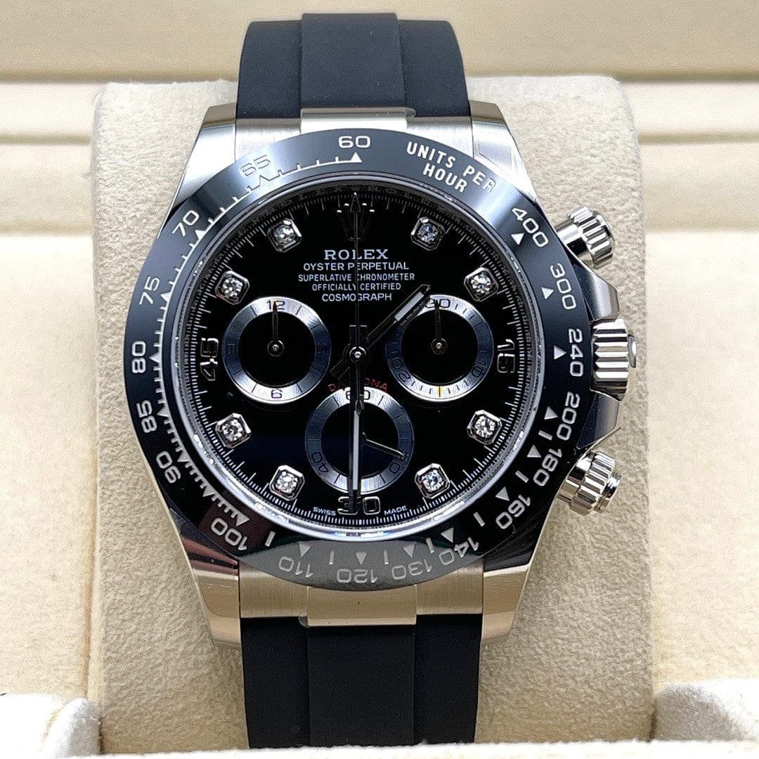 R01ex Daytona 116519LN White Gold Black D1am0nd Dial