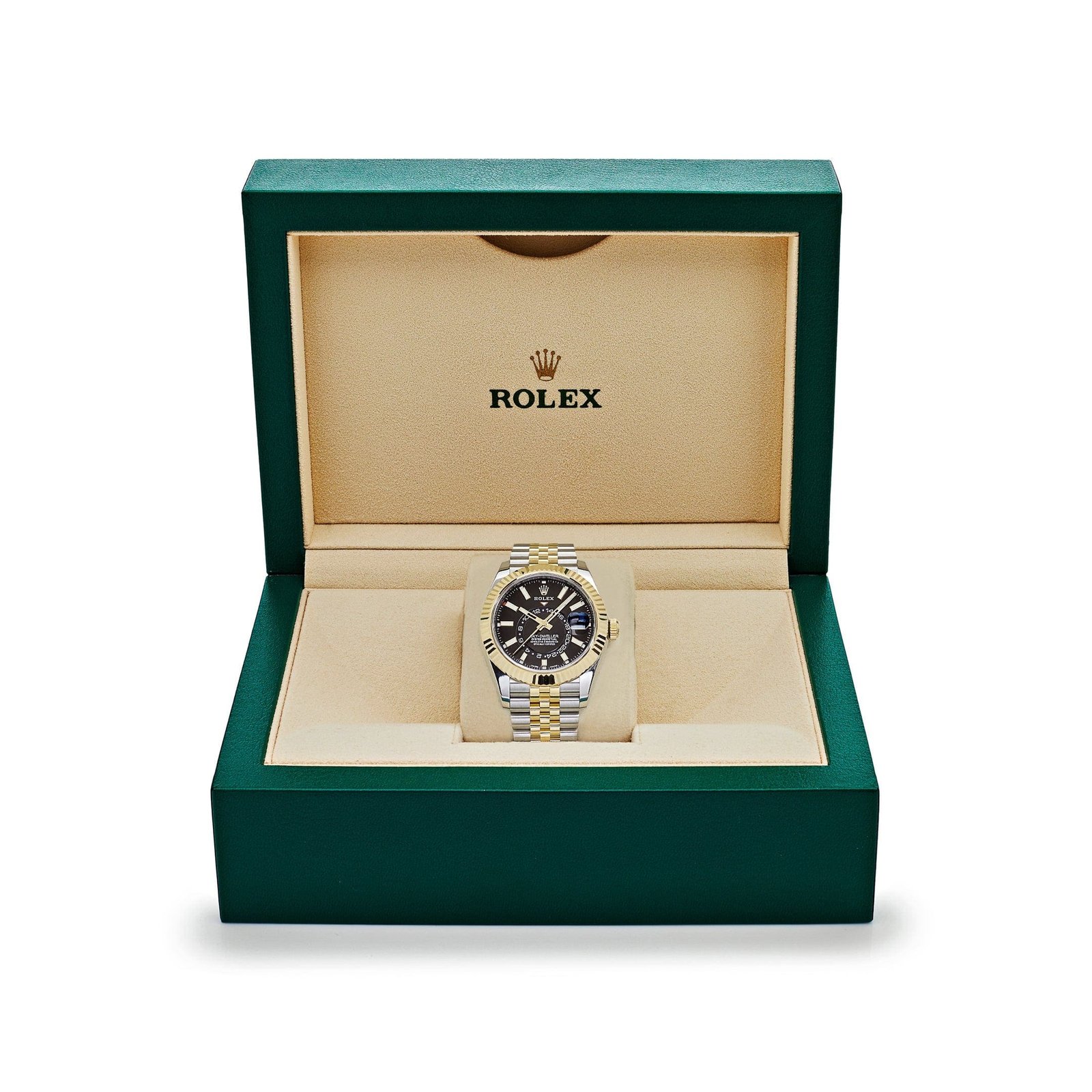 R01ex Sky-Dweller 326933 Stainless Steel Yellow Gold Jubilee Black Dial