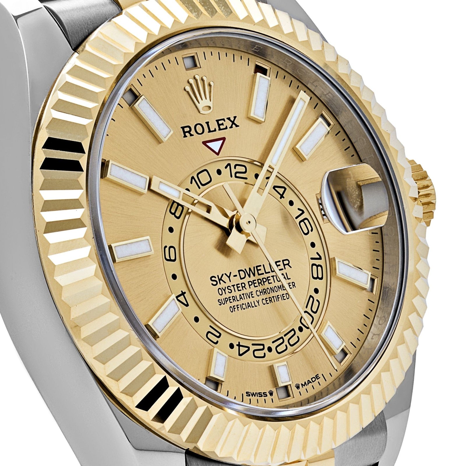 R01ex Sky-Dweller 336933 Stainless Steel Yellow Gold Jubilee Champagne Dial (2024)