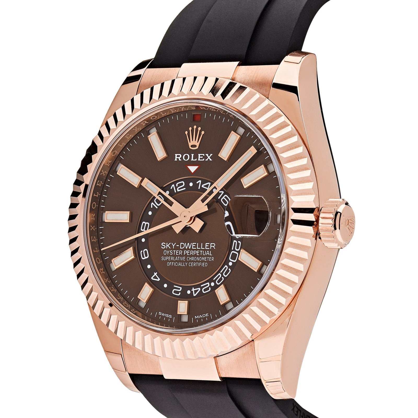 R01ex Sky-Dweller 336235 Rose Gold Brown Chocolate Dial Oysterflex