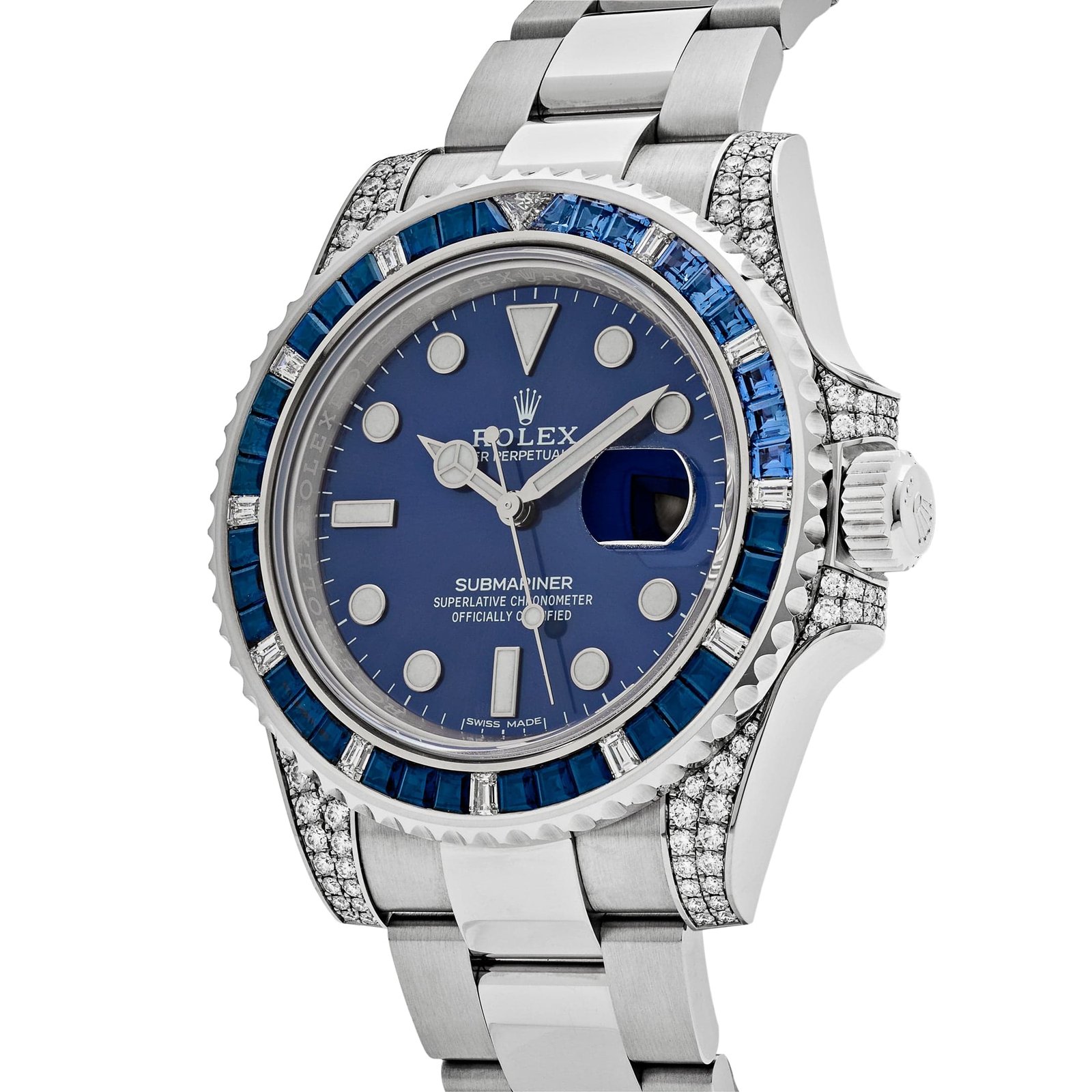 R01ex Submariner Date 116659SABR White Gold Blue Dial Sapphire D1am0nd Bezel