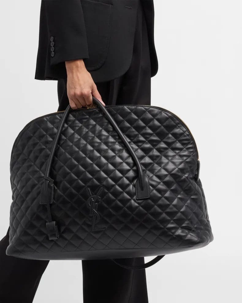 Sa1nt Lau*nt ES Giant Travel Bag in Smooth Quilted Leather with Gold Hardware
