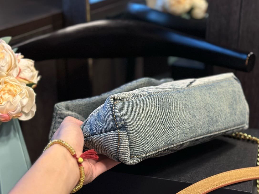 Sa1nt Lau*nt PUFFER SMALL IN SUEDE AND DENIM